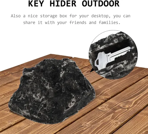Vista 2 de Vaguelly Caja oculta de llaves de piedra falsa para exteriores, resina para ocultar una llave, almacenamiento seguro para casa, jardín, decorativo