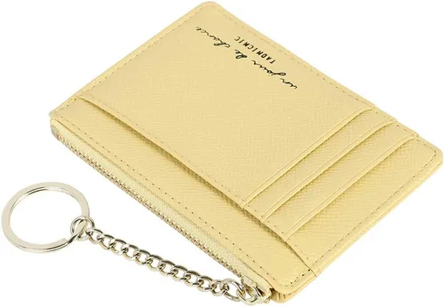 Vista 5 de Cartera delgada y minimalista para mujer, con 8 tarjetas, monedero, llavero con bolsillo frontal