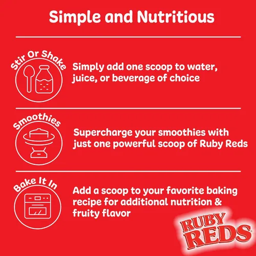 Vista 6 de Ruby Reds Deliciosos rojos en polvo de frutas y verduras suplemento con potentes vitaminas, minerales, enzimas, hierbas, nutrientes y probióticos