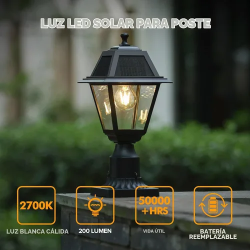 Vista 5 de LUTEC Luz de Poste Solar LED, Luz de Poste de Lámpara Solar de Aluminio Fundido, Cabezal de Luz de Poste Impermeable del Atardecer al Amanecer, 200