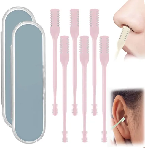 Vista 8 de AprYew Cortador de pelo nasal 2 en 1, recortador de vello nasal para hombres y mujeres, herramienta de extracción manual portátil de 360° con Beige