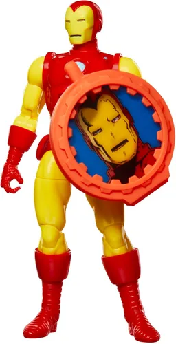 Vista 7 de Marvel Legends Series Iron Man, Avengers Retro Marvel Comics Secret Wars Figura de acción coleccionable de 6 pulgadas con escudo Marvel Legends