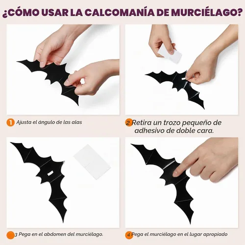 Vista 4 de encavy 68 piezas de decoración de pared de murciélagos, decoraciones de Halloween, calcomanías de murciélago 3D, decoración de Halloween, decoración