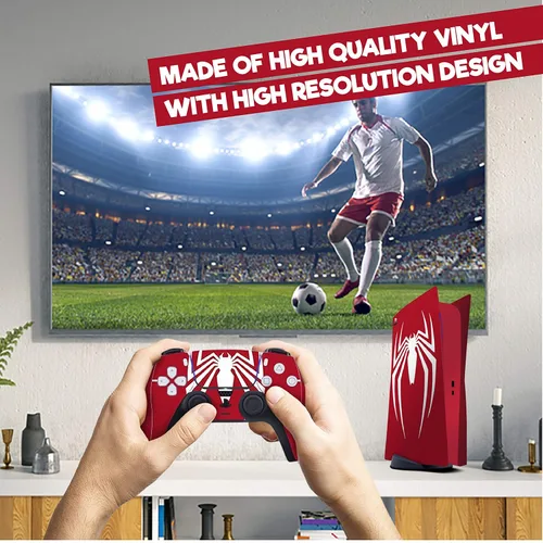 Vista 5 de Ps5 skin redwhite spider protective wrap cover vinyl sticker decals for sony playstation 5 disk version console and two dual sense 5 sticker ps5