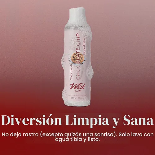 Vista 4 de Wet Chocolate Chip Cookie - Lubricante comestible, seguro para condones, sin azúcar, 3 onzas líquidas