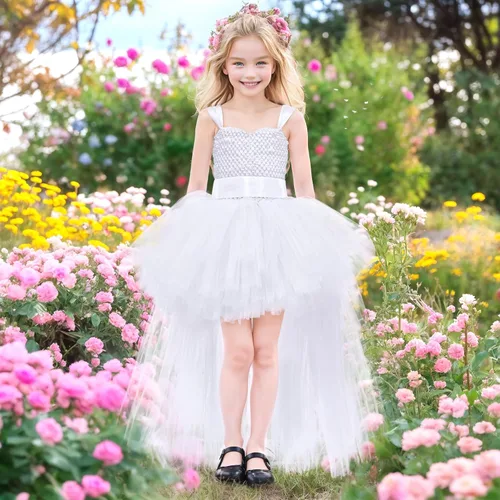 Vista 6 de Vestido tutú para niñas, vestidos de tul, vestido de hada de Halloween para niñas pequeñas, traje de fiesta de cumpleaños, vestido de graduación