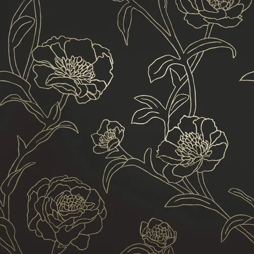 Vista 11 de Tempaper Papel tapiz floral extraíble con despegar y pegar de peonías metálicas en blanco y negro, 20.5 pulgadas x 16.5 pies, fabricado