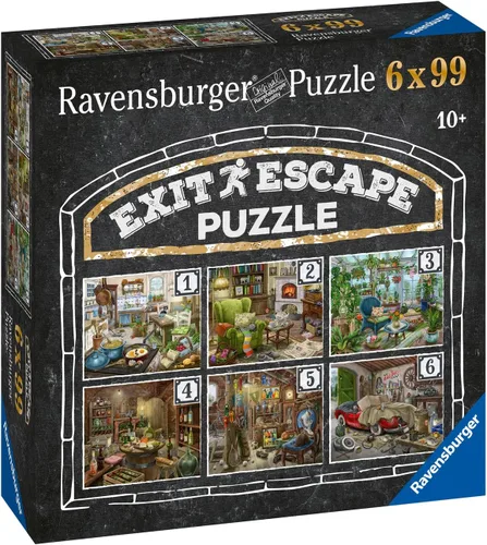 Vista 2 de Ravensburger - Escape Room Mystery - 6 rompecabezas - 99 piezas cada uno - Visiones creativas de 6 salas de escape diferentes para armar tu salida