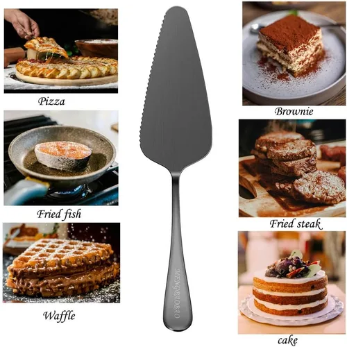 Vista 2 de 5 espátulas triangulares para tartas para tartas para hornear pasteles de pizza (negro pulido)