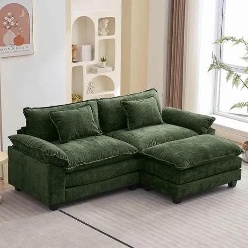 Vista 43 de Oprisen Sofá Seccional Modular, Cómodo Cloud Couch Sofá Seccional, Sofá Cama de Chenilla con Asiento Profundo con Almohadas Decorativas para Sala