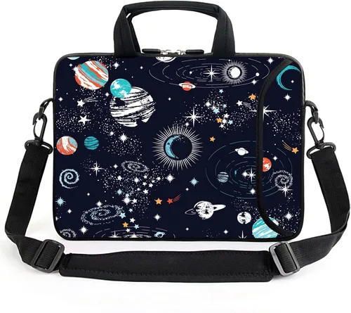Vista 8 de AMARY Funda para portátil de 15.4" 15.6" pulgadas, estuche para chromebook, correa de hombro ajustable con asa, bolsillo para accesorios
