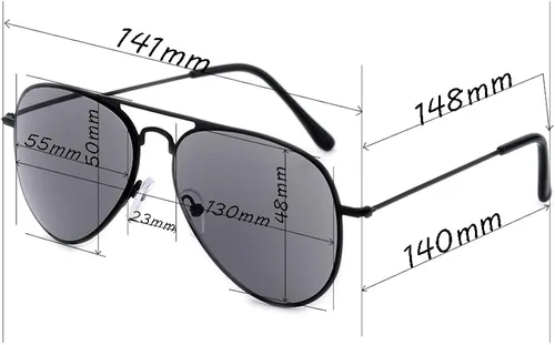 Vista 6 de Gudzws Sol Lente Completa Lector Gafas Gafas Gafas de Sol Aviador Deportes Unisex