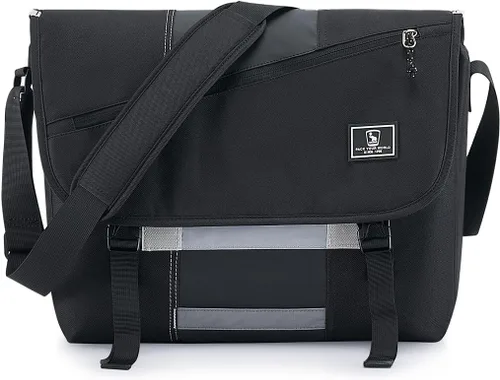 Vista 12 de OIWAS Bolsa tipo mensajero para hombre, 14 pulgadas, bolsa cruzada para computadora portátil, bolsa de hombro, bolsa de hombro para universidad