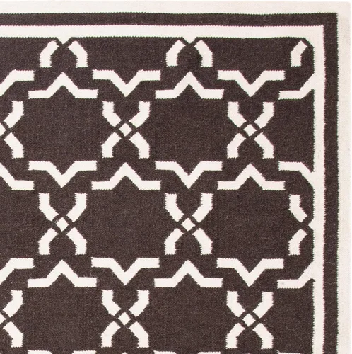 Vista 3 de SAFAVIEH Dhurries Collection DHU545A - Alfombra decorativa de lana de alta calidad hecha a mano de 2 x 3 pies, color chocolate y marfil