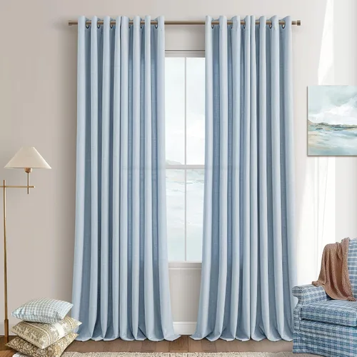 Vista 54 de Cortinas de avena con ojales DUKIYO de 96 pulgadas de largo para sala de estar, comedor, juego de 2 paneles, cortinas de arena y beige