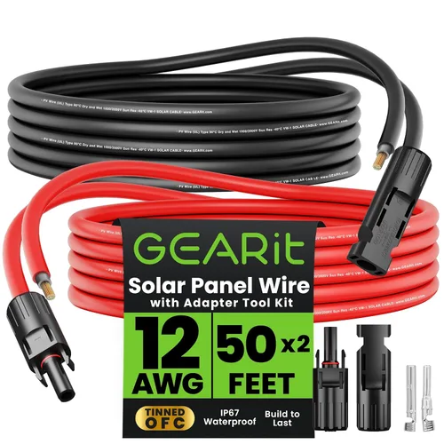 Vista 8 de GEARit - Cable de extensión de panel solar MC4 a MC4 de 10 AWG de 50 pies cada uno (100 pies en total), cable fotovoltaico de cobre estañado, par