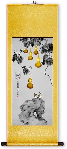 Vista 18 de Xzhipeng Pergamino Pintura colgante vertical Flor pájaro Pintura china Porche Pasillo Pasillo Pintura colgante Pergamino Sala de estar Comedor
