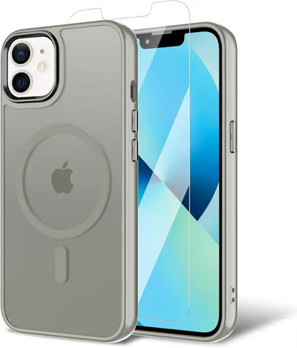 Vista 36 de Funda para iPhone 11 con protector de pantalla, compatible con MagSafe, ultra delgada, translúcida, mate, a prueba de golpes, color negro
