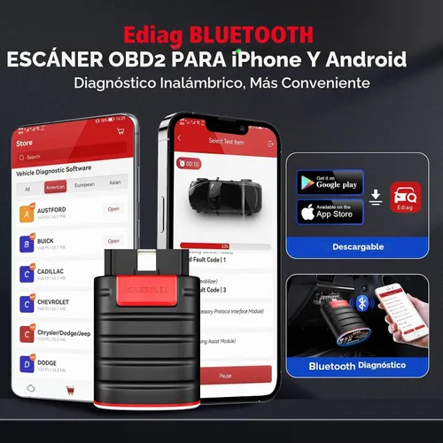 Vista 7 de KINGBOLEN Ediag OBD2 escáner Bluetooth, herramienta de escaneo bidireccional del sistema completo All Software 1 Year Update For iOS & Android