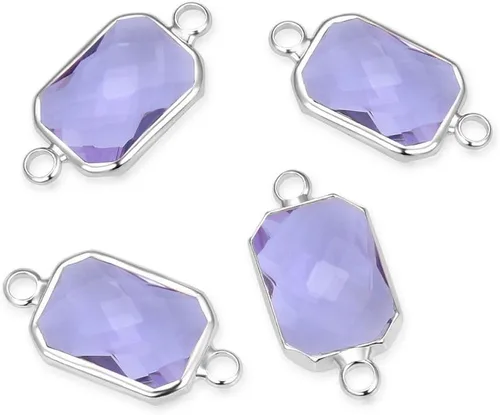 Vista 18 de Adabele 5pcs grado A abril diamante claro piedra natal conector rectángulo de corte radiante enlace 0.551 in plateado plata cristal Rhinestone Bead