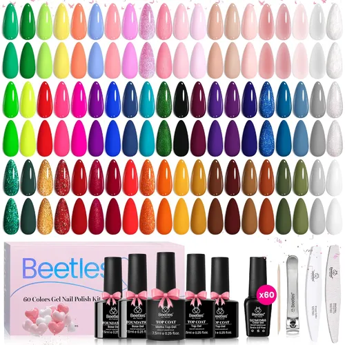 Vista 23 de Beetles - Kit de 69 esmaltes de uñas de gel con luz UV – Kit de esmalte de uñas de gel de 35 colores con base y capa superior brillante
