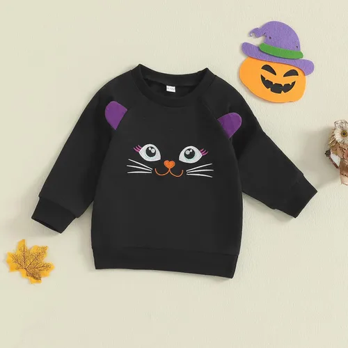 Vista 132 de Disfraz de Halloween para bebé, sudadera de calabaza con cuello redondo, suéter de manga larga, ropa de otoño