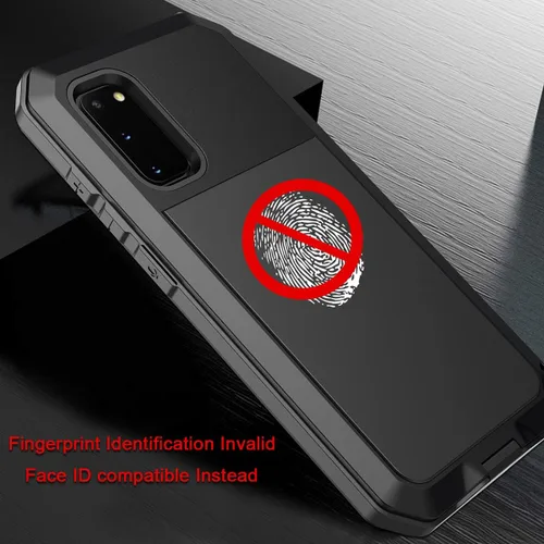 Vista 2 de Funda protectora de cuerpo completo para Galaxy S20, resistente a los golpes, funda de metal de aleación de aluminio con protector de pantalla Negro