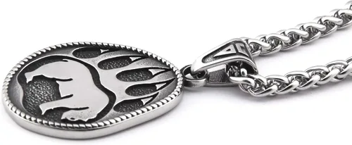 Vista 3 de BAVIPOWER Collar con colgante de pata de oso con patrón de nudo celta de acero inoxidable, collar escandinavo nórdico auténtico, joyería vikinga