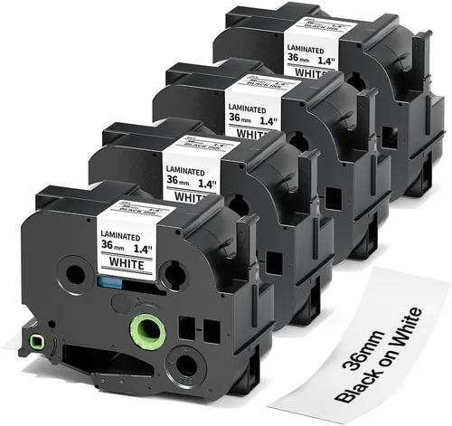 Vista 9 de TZe-S231 - Cinta de etiquetas compatible con Brother P Touch de 0.472 in, 0.47 pulgadas, negro sobre blanco, cinta laminada extra resistente