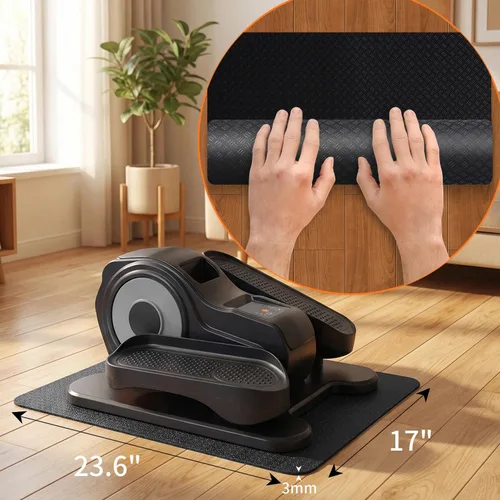 Vista 3 de Stepwaver - Alfombrilla antideslizante de goma de doble cara para máquina elíptica, alfombrilla antideslizante de 24 x 17 pulgadas para placa