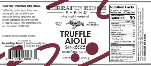 Vista 2 de Terrapin Ridge Farms - Aioli de trufa – Aioli gourmet para sándwiches, papas fritas, verduras asadas y más – Botella exprimible de 7.5 onzas