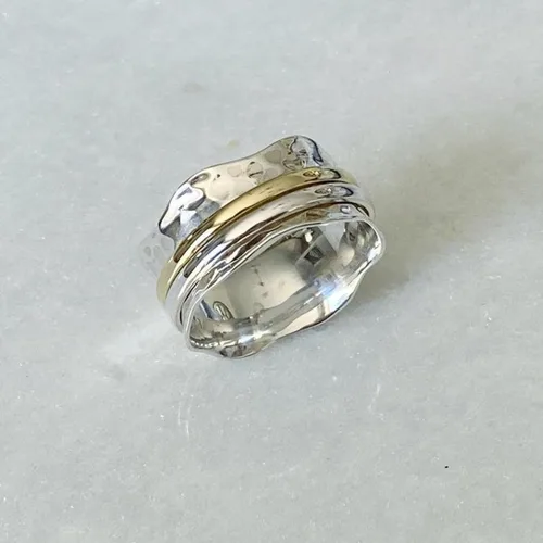 Vista 2 de Boho Spinner Ring, Mothers Day Gift, Silver 925 Women Ring, Sterling Silver 925 Ring, Fidget Spinner Ring,Women Silver Anxiety Ring
