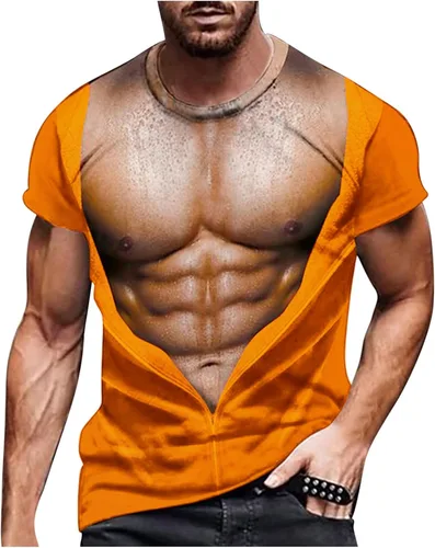 Vista 20 de Camisetas gráficas para hombre, grandes y altas, de manga corta, con estampado muscular, cuello redondo, casual, holgadas, para verano