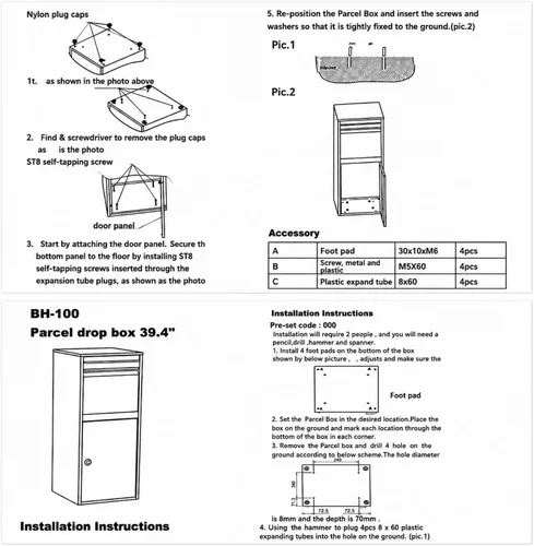 Vista 9 de Package delivery Boxes for Outside,Extra Large Mailbox for Parcel Black