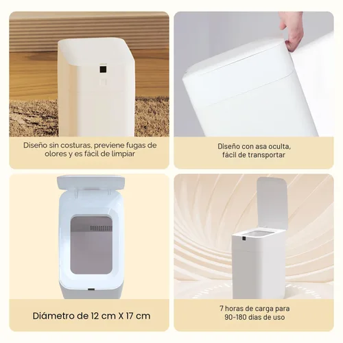 Vista 7 de Airdeer Bote de Basura Automático, Bote de Basura Inteligente de 3 Galones con Autosellado y Autocambio, Sensor de Movimiento, Bote de Basura sin