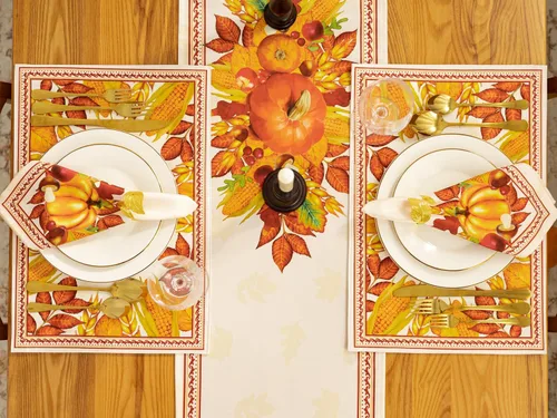 Vista 6 de YiHomer Colección de mesa de Acción de Gracias para decoración de cocina, comedor, fiestas, cosecha, fiesta de cosecha, juego de servilletas, 20 x