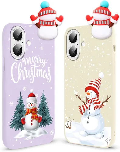 Vista 17 de Pack de 2 Fundas Lindas de Navidad para iPhone 7/8 / SE 2020/2022 4.7", Oso Rojo, Alce, Muñeca 3D, Muñeco de Nieve, Patrón Feliz Navidad, Silicona