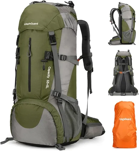 Vista 7 de Mochila de 70 L para Camping, Senderismo, Escalada al Aire Libre con Funda Impermeable para Lluvia
