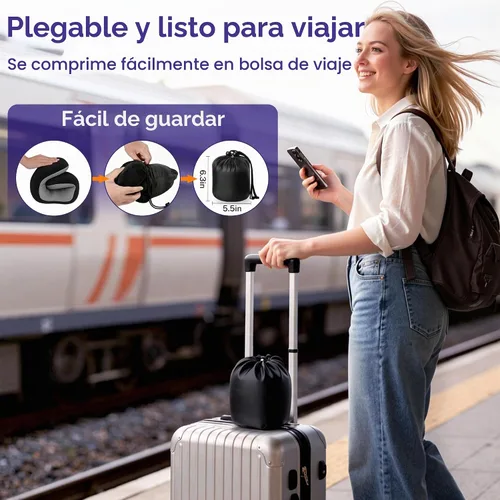 Vista 3 de CloudBliss Almohada de viaje de espuma viscoelástica de alta calidad, almohada cervical cómoda y de apoyo, almohadas cervicales para viajar Negro