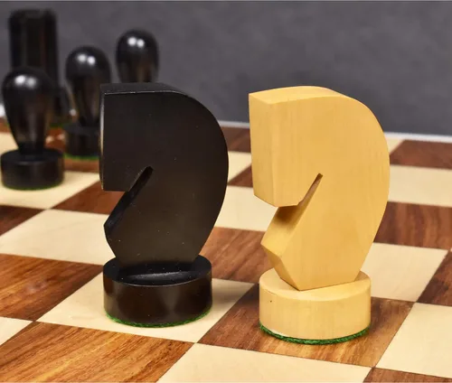 Vista 6 de RoyalChessMall-Berliner - Juego de piezas de ajedrez minimalista moderno de 3.9 pulgadas, boj ebonizado ponderado