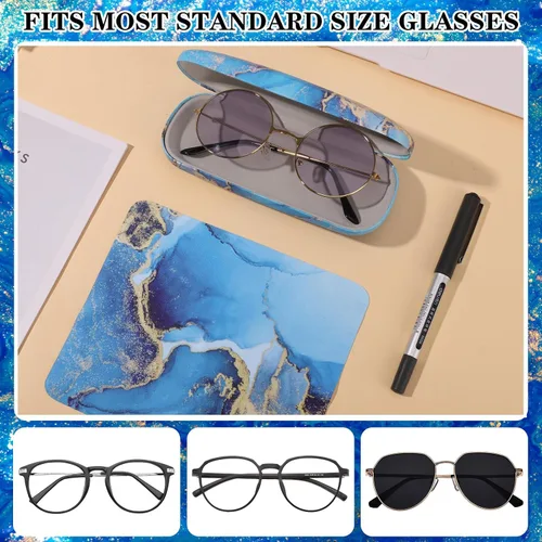 Vista 4 de QSCFKL Hard Shell Eyeglasses Case, Protective Hard Glasses Case with Cleaning Cloth Portable Eyewear Case for Women Men