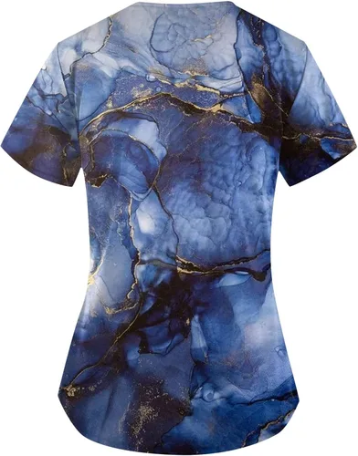 Vista 3 de Ropa quirúrgica para mujer, cómoda, ligera, duradera, suave, elástica, con cuello en V, camiseta médica