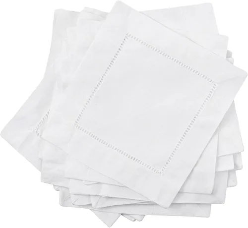 Vista 7 de Moukeren - Servilletas de lino para cóctel de 6 x 6 pulgadas - Servilletas de tela lavables con orilla cosida, servilletas de lino natural