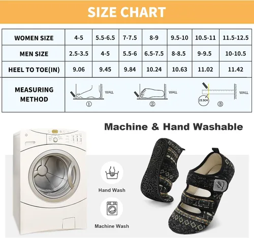 Vista 4 de LeIsfIt Pantuflas de casa para mujeres y hombres, pantuflas anchas para diabéticos, ajustables, zapatos de casa descalzos, calcetines suaves