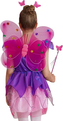 Vista 6 de Yartina Disfraz de princesa Tinker-Bell para niños, disfraz de elfo, carnaval, cosplay, con alas de aro para el pelo