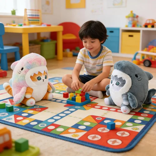 Vista 6 de Lindo juguete de peluche de gato de tiburón de 8 pulgadas, peluche de gato de camarón frito, almohada de peluche suave de gatito de tiburón, regalos