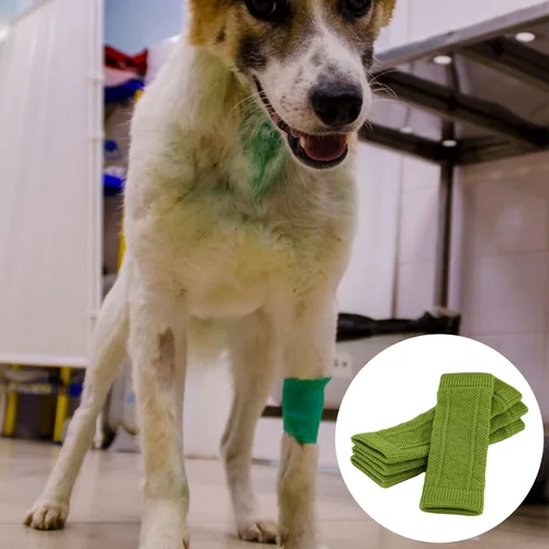 Vista 3 de difas Protector de codo de perro, 4 calcetines de punto para patas de perro, cubierta para heridas de perro con material respetuoso con la piel