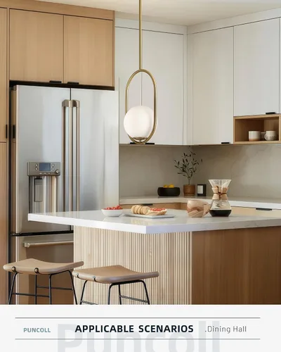 Vista 3 de Lámparas colgantes doradas – Iluminación colgante de 1 luz para isla de cocina con vidrio blanco lechoso – Lámparas colgantes vintage – Luces