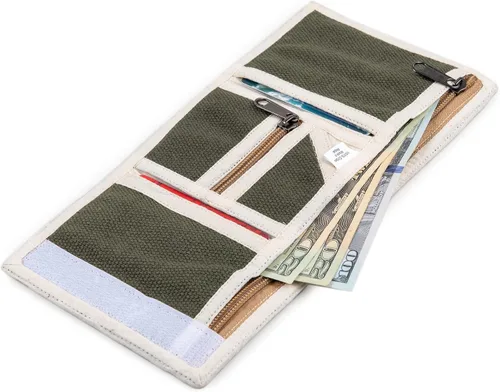 Vista 5 de Billetera delgada y triple plegable vegana para hombres y mujeres - 100% algodón - Fabricado en Nepal