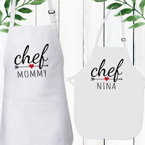 Vista 9 de Delantal personalizado para niños para cocinar, delantal para niños pequeños para niñas y niños, delantales de chef para mujeres, regalo de Navidad